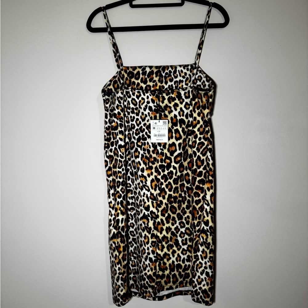 ZARA Trafaluc | Leopard Print Spaghetti Strap Dress Mini Size Medium - Picture 3 of 4
